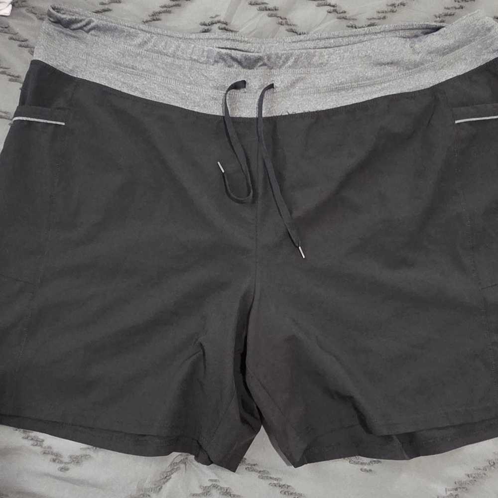 Terra & Sky Black and Gray Athletic Shorts Performance Fabric